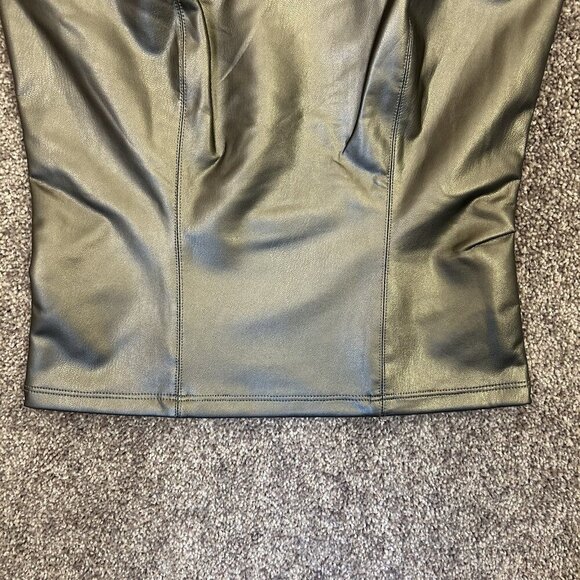 Express Womens Body Contour Metallic Faux Leather Cropped Cami XS NWT $54 - Picture 8 of 16